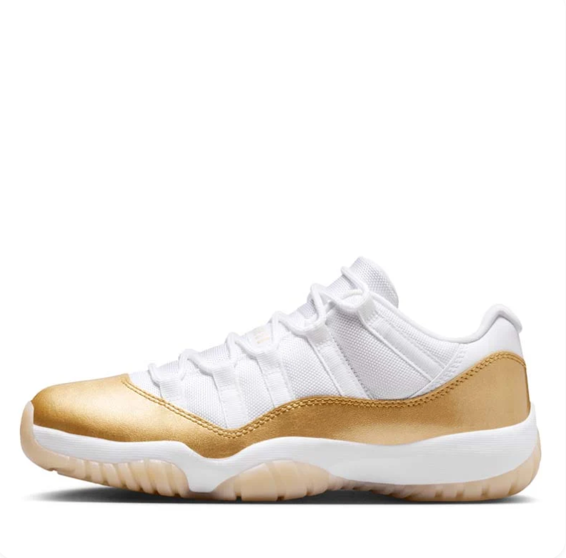Air Jordan 11 Low White & Metallic Gold Sneakers