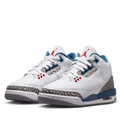 Air Jordan 3 White & Blue Sneakers with Elephant Print & Red Accents