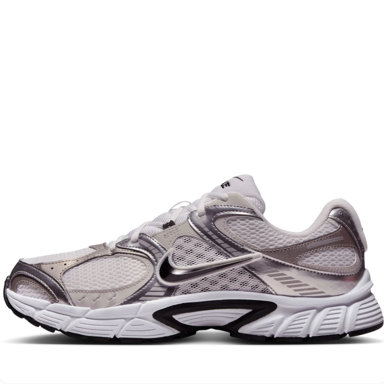 Nike Silver & White Mesh Sneakers with Black Swoosh Accents