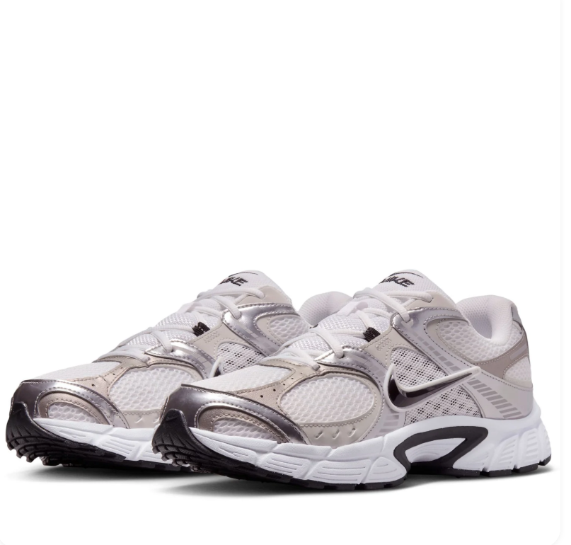 Nike Silver & White Mesh Sneakers with Black Swoosh Accents