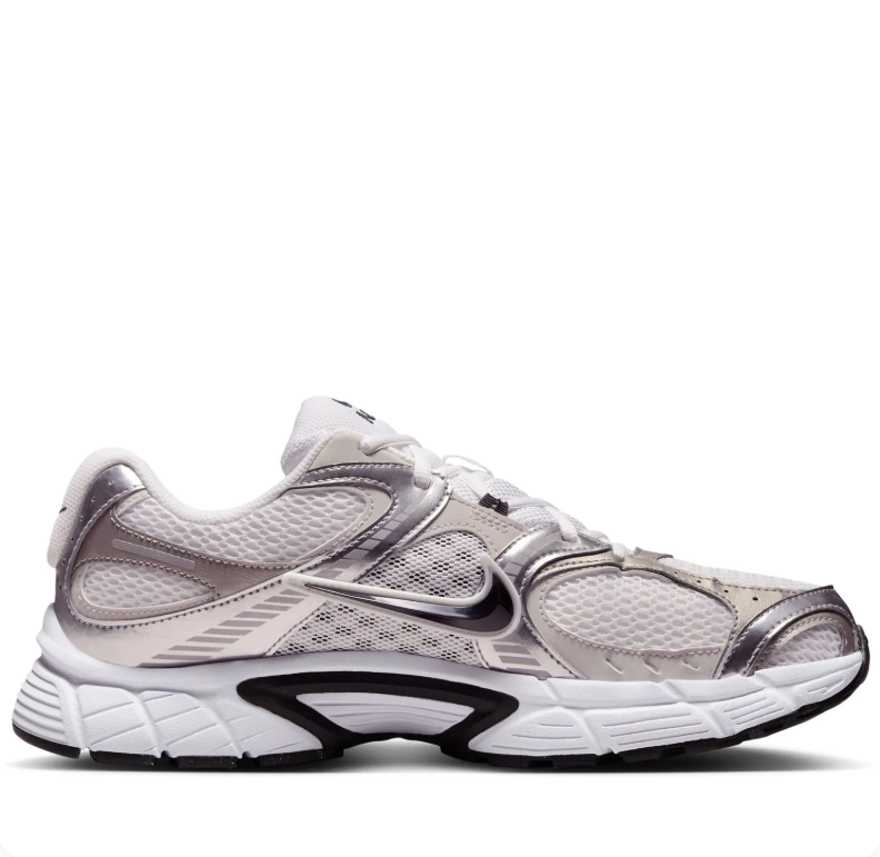 Nike Silver & White Mesh Sneakers with Black Swoosh Accents
