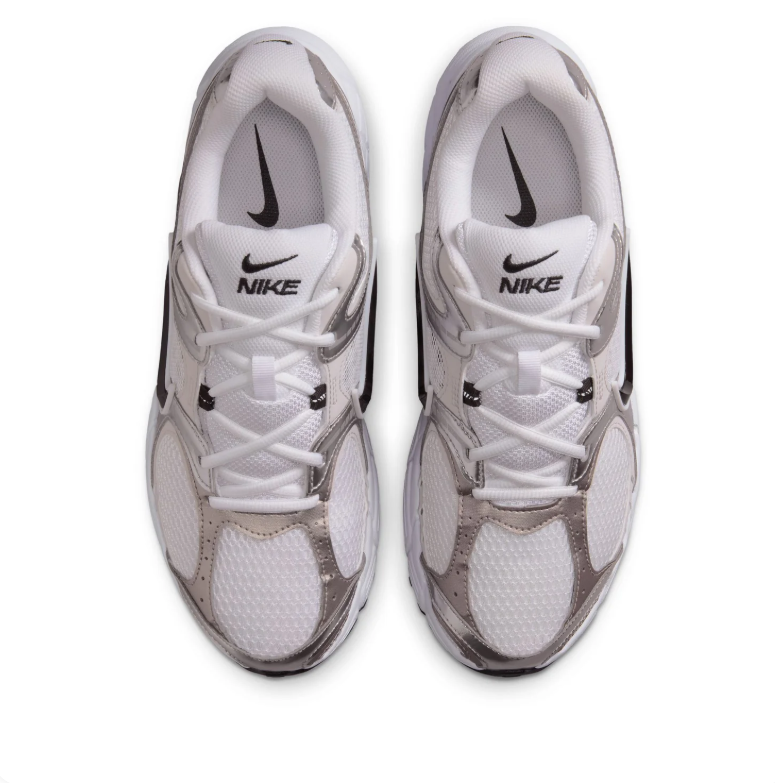 Nike Silver & White Mesh Sneakers with Black Swoosh Accents
