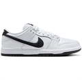 Nike SB Dunk Low Pro White Sneakers with Black Swoosh & Outsole