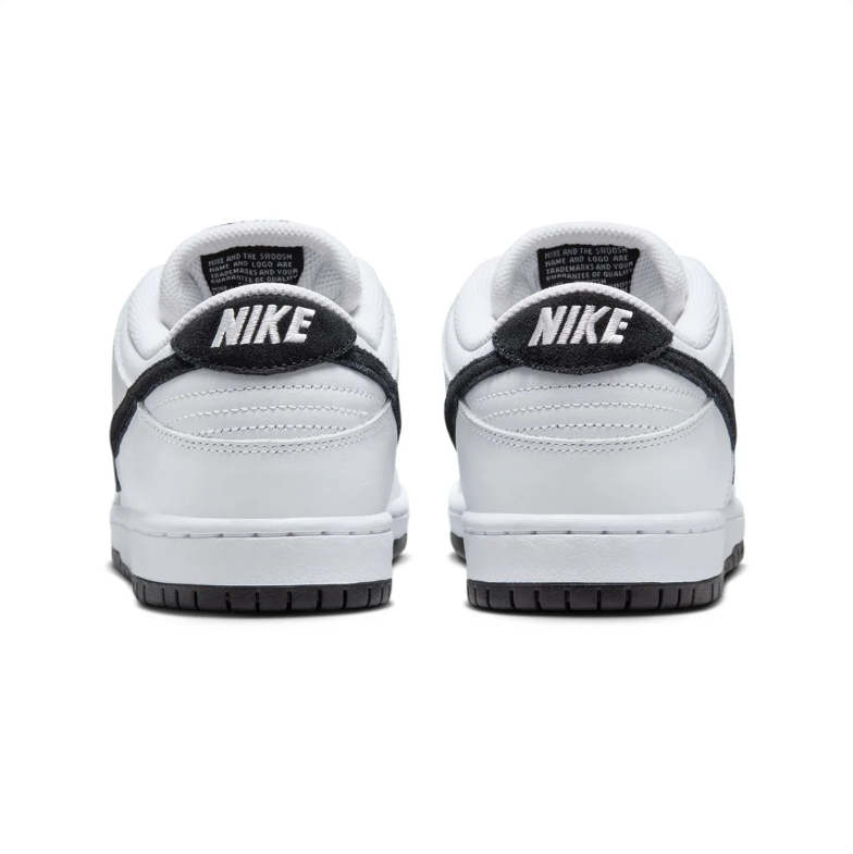 Nike SB Dunk Low Pro White Sneakers with Black Swoosh & Outsole