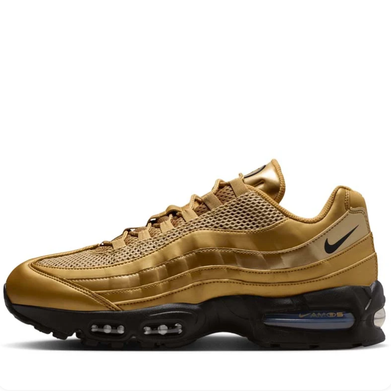 Nike Air Max 95 Metallic Gold Sneakers with Black Sole