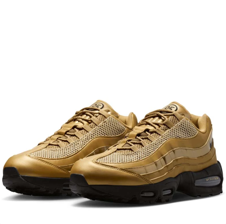 Nike Air Max 95 Metallic Gold Sneakers with Black Sole