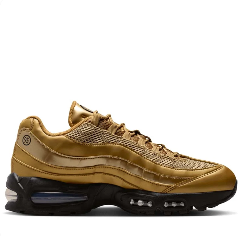 Nike Air Max 95 Metallic Gold Sneakers with Black Sole