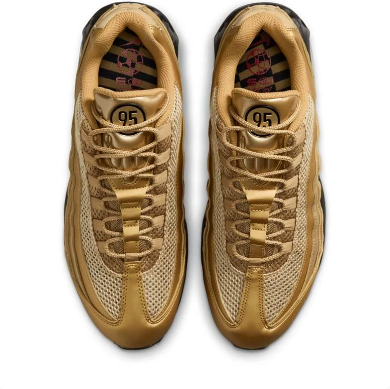 Nike Air Max 95 Metallic Gold Sneakers with Black Sole