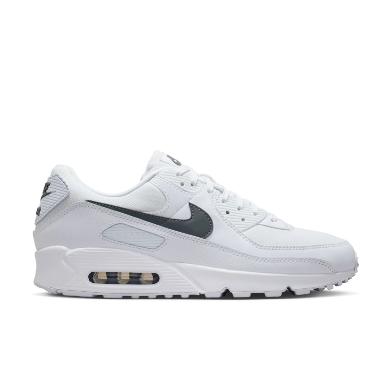 Nike Air Max 90 White Sneakers with Dark Gray Swoosh