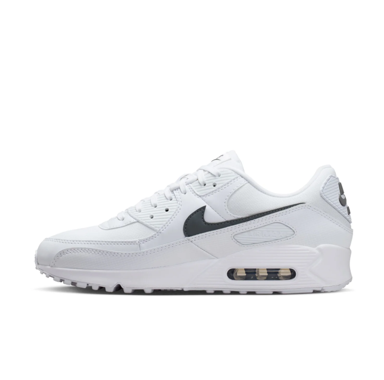 Nike Air Max 90 White Sneakers with Dark Gray Swoosh