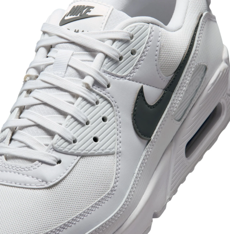 Nike Air Max 90 White Sneakers with Dark Gray Swoosh