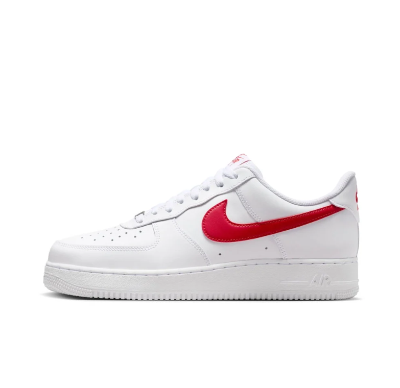 Nike Air Force 1 Low White Sneakers with Red Swoosh