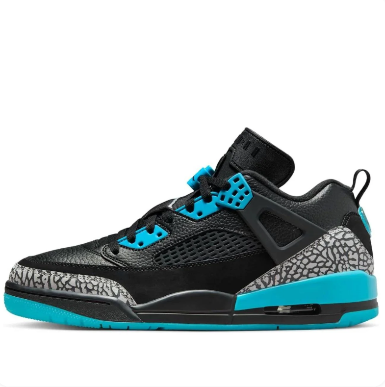 Air Jordan Spizike Low Black & Turquoise Sneakers with Elephant Print