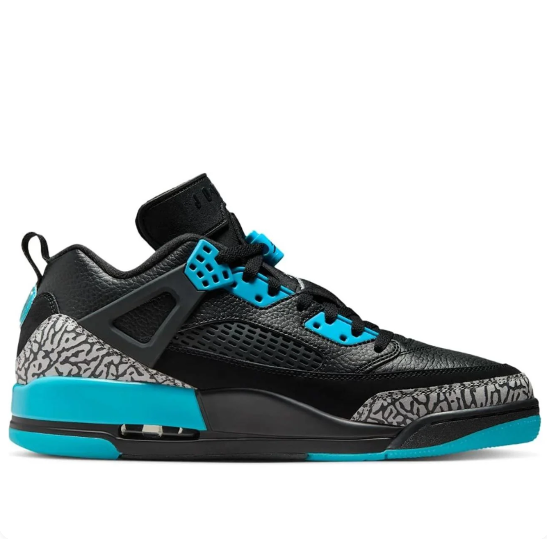 Air Jordan Spizike Low Black & Turquoise Sneakers with Elephant Print