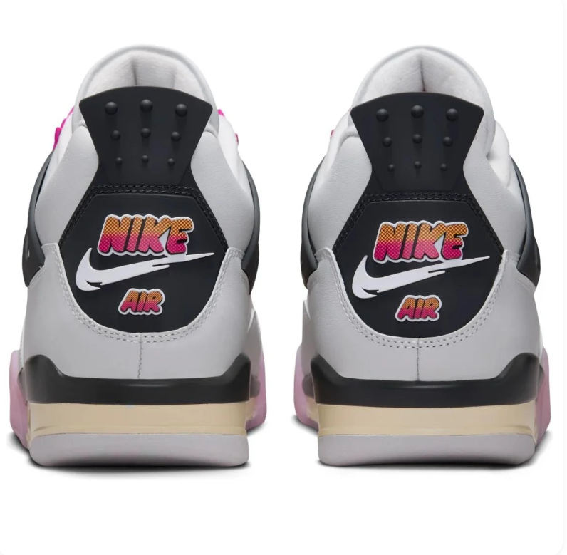 Air Jordan 4 Light Gray Sneakers with Pink & Sunset Gradient Accents
