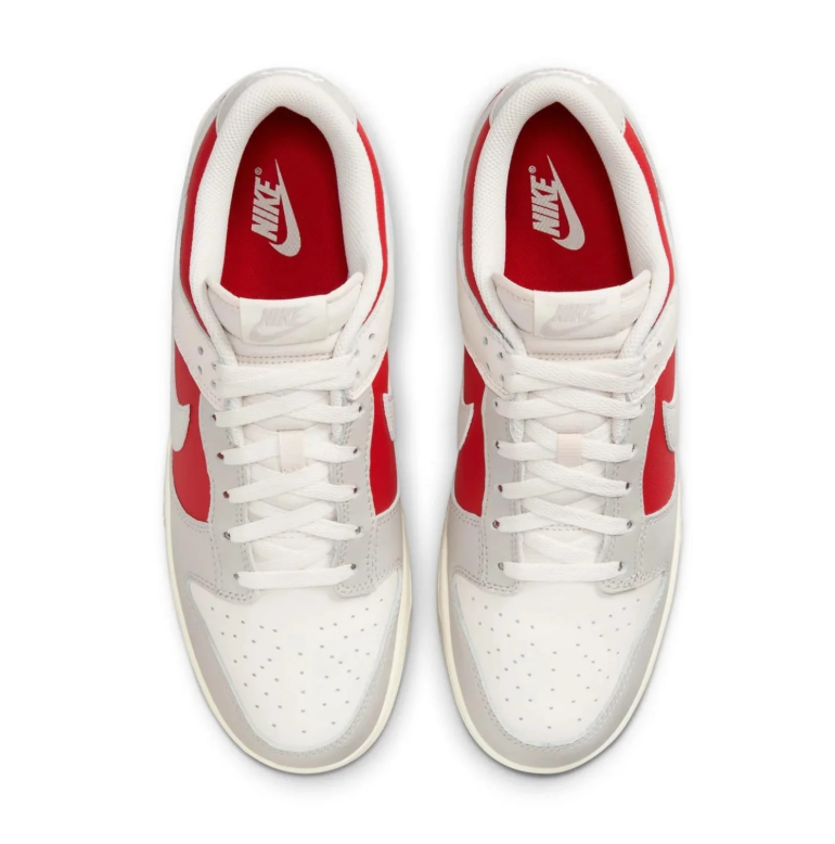 Nike Dunk Low Light Gray & White Sneakers with Red Accents