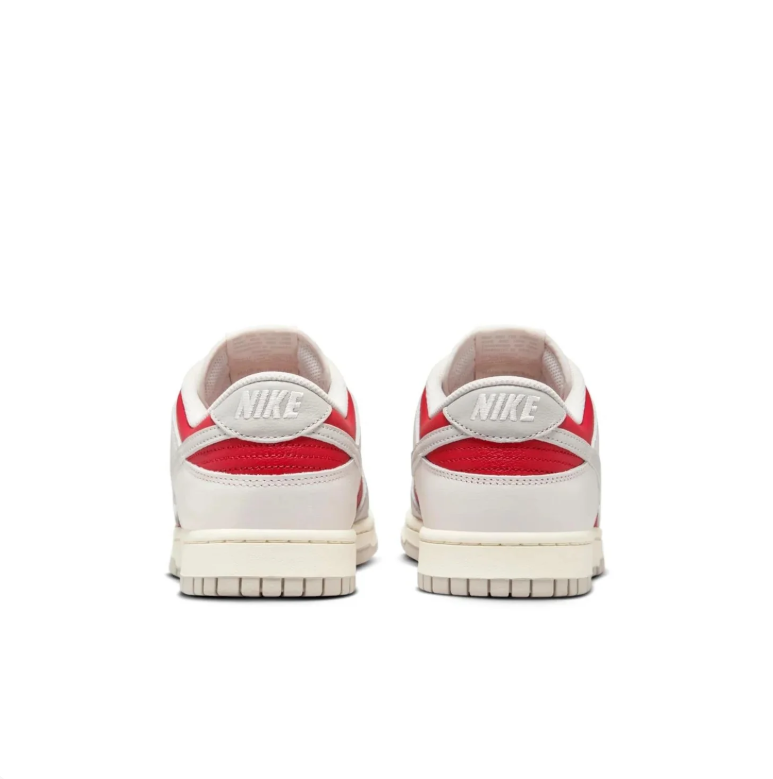 Nike Dunk Low Light Gray & White Sneakers with Red Accents