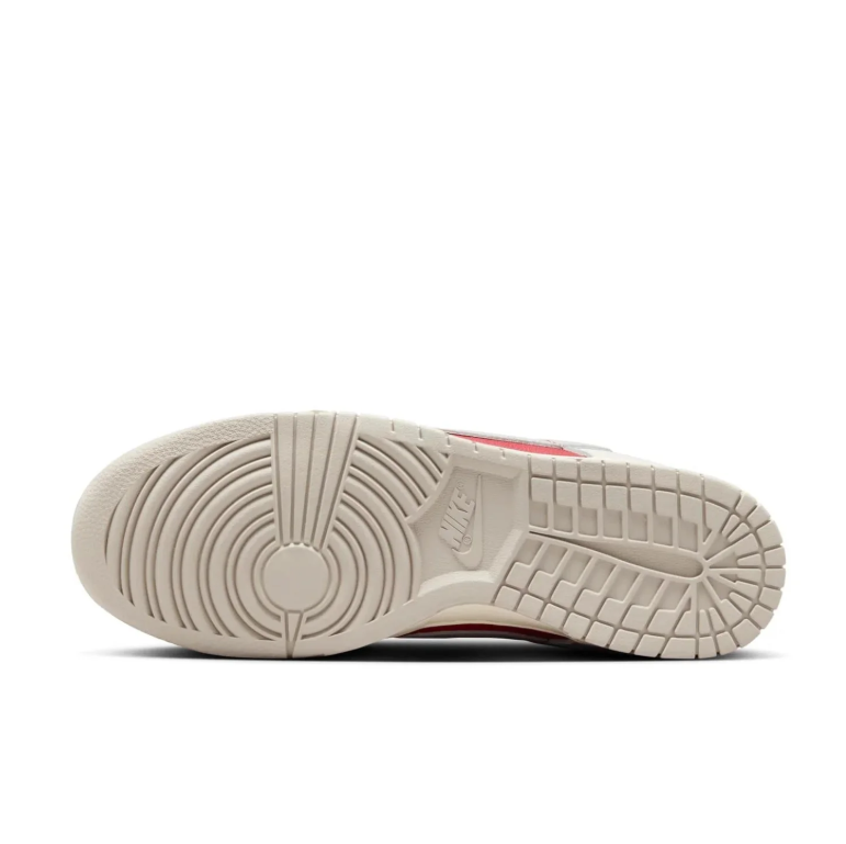 Nike Dunk Low Light Gray & White Sneakers with Red Accents