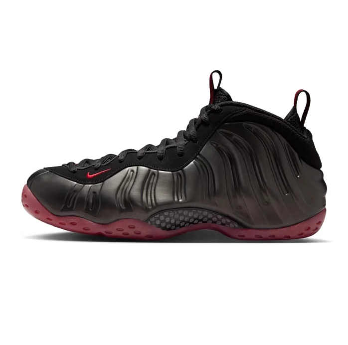Nike Air Foamposite One Black Sneakers with Burgundy & Red Accents