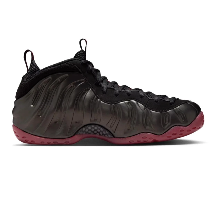 Nike Air Foamposite One Black Sneakers with Burgundy & Red Accents