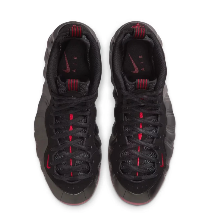 Nike Air Foamposite One Black Sneakers with Burgundy & Red Accents