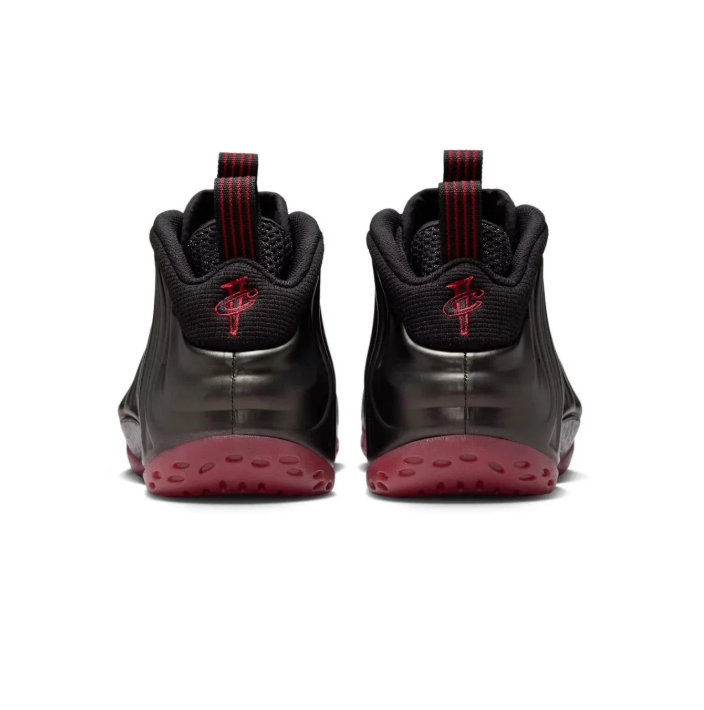 Nike Air Foamposite One Black Sneakers with Burgundy & Red Accents