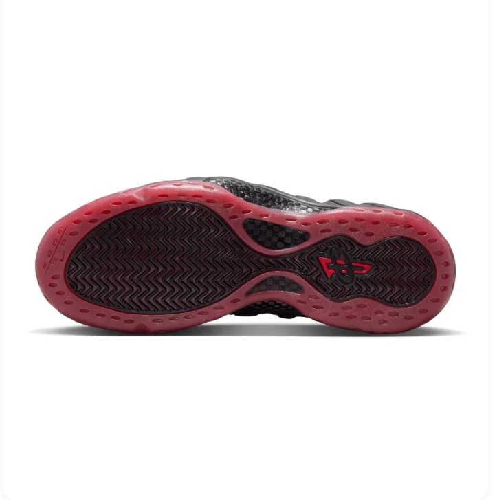 Nike Air Foamposite One Black Sneakers with Burgundy & Red Accents