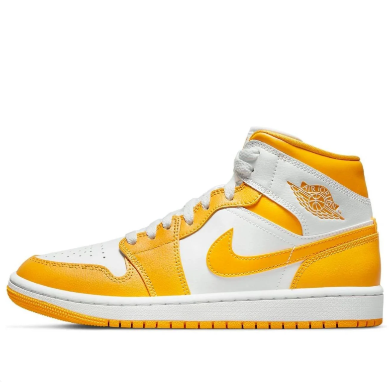 Air Jordan 1 Mid Golden Yellow & White Sneakers