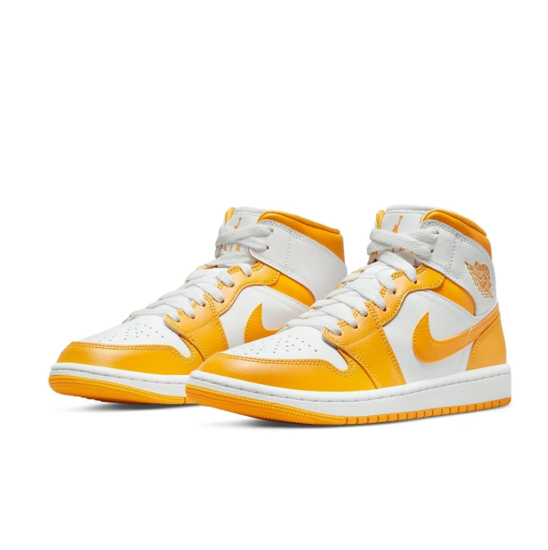 Air Jordan 1 Mid Golden Yellow & White Sneakers