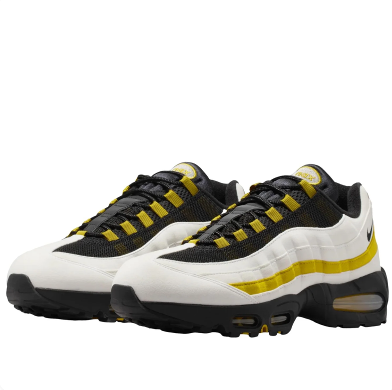 Nike Air Max 95 White & Black Sneakers with Yellow Accents