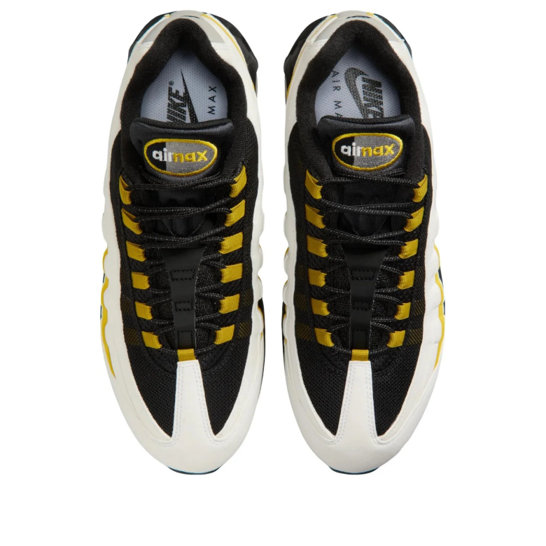 Nike Air Max 95 White & Black Sneakers with Yellow Accents
