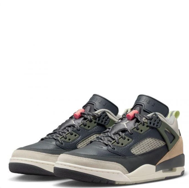 Air Jordan Spizike Low Black & Olive Sneakers with Tan and Coral Accents