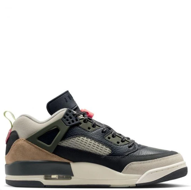 Air Jordan Spizike Low Black & Olive Sneakers with Tan and Coral Accents