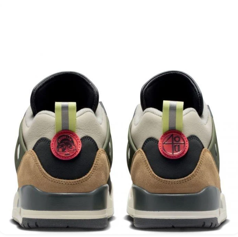 Air Jordan Spizike Low Black & Olive Sneakers with Tan and Coral Accents