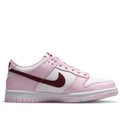 Nike Dunk Low Pink & White Sneakers with Burgundy Swoosh