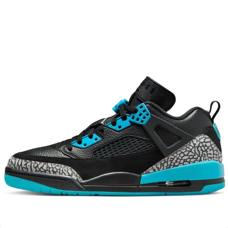 Air Jordan Spizike Low Black & Turquoise Sneakers with Elephant Print