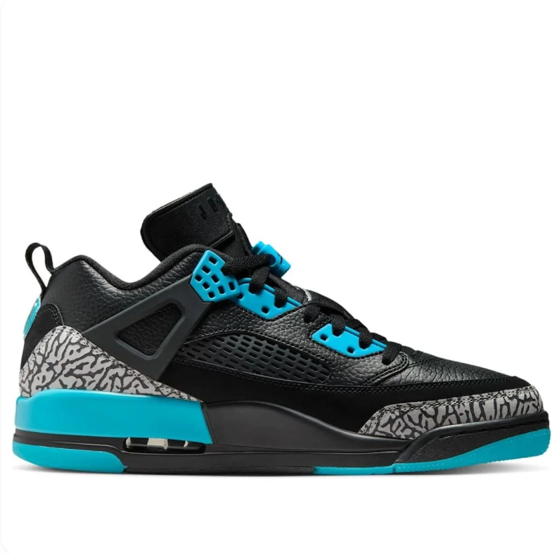 Air Jordan Spizike Low Black & Turquoise Sneakers with Elephant Print