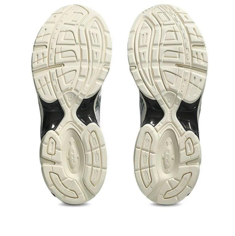 ASICS Silver & White Sneakers with Black Accents and Cream Sole