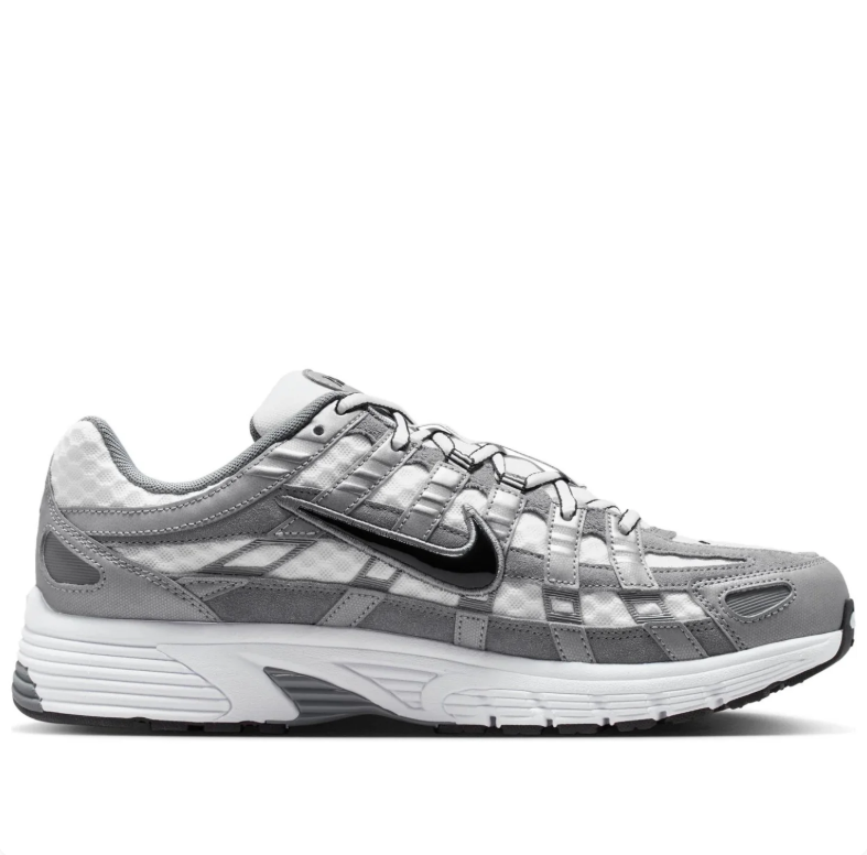 Nike P-6000 Silver Gray & White Sneakers with Black Swoosh