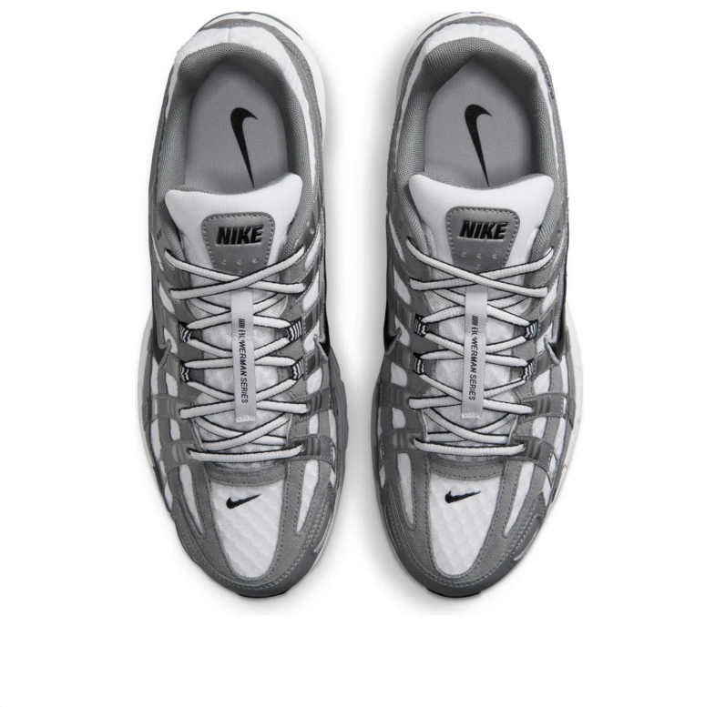 Nike P-6000 Silver Gray & White Sneakers with Black Swoosh