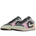 Air Jordan 1 Low Black Sneakers with Pastel Mint, Pink & Peach Accents