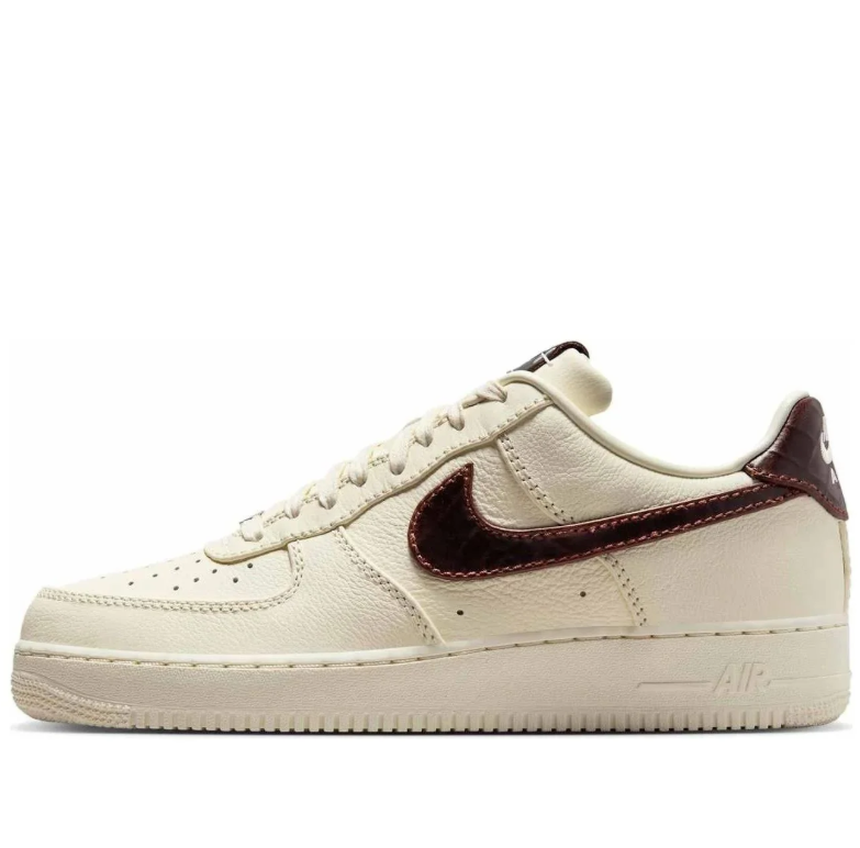 Nike Air Force 1 Low Cream Sneakers with Dark Brown Accents