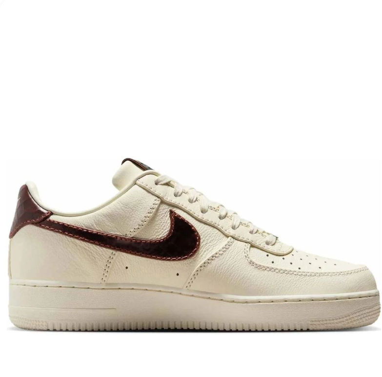 Nike Air Force 1 Low Cream Sneakers with Dark Brown Accents