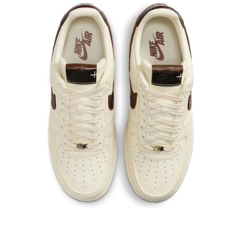 Nike Air Force 1 Low Cream Sneakers with Dark Brown Accents