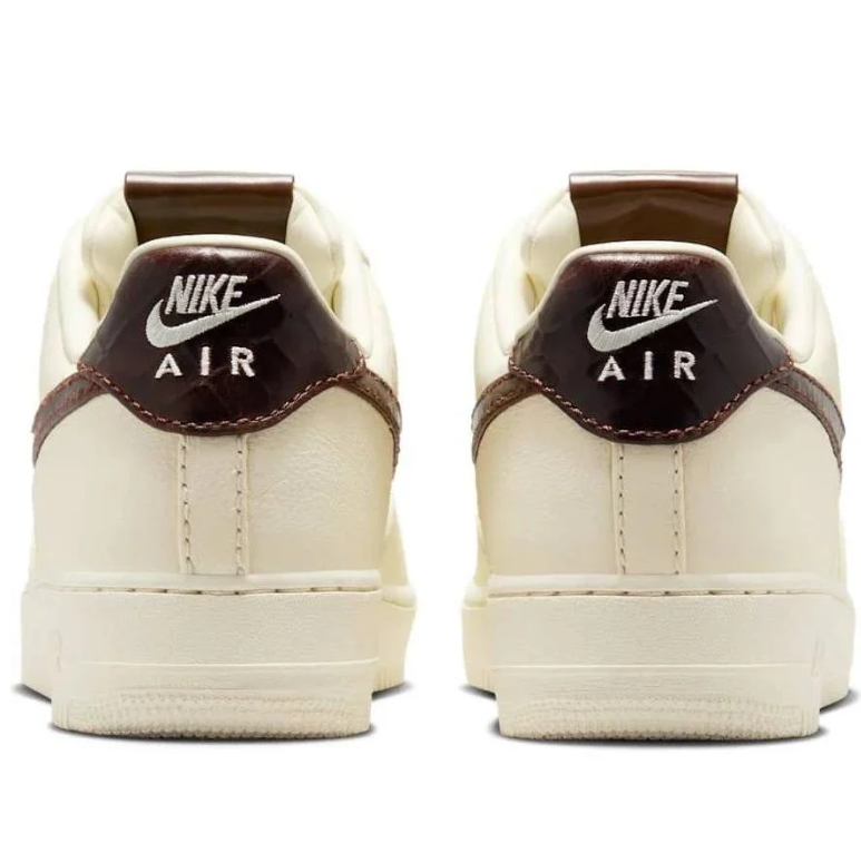Nike Air Force 1 Low Cream Sneakers with Dark Brown Accents