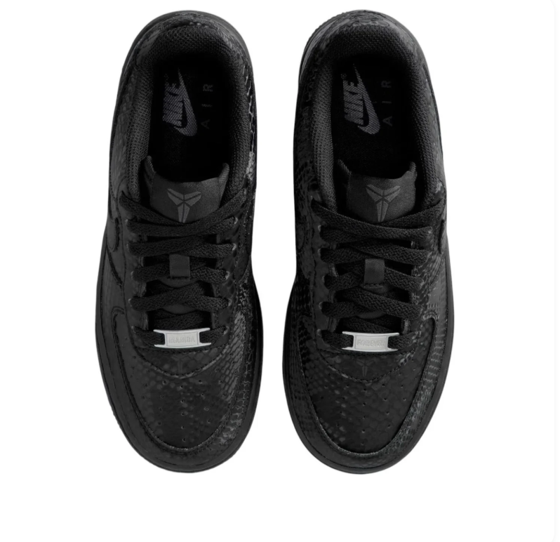 Nike Air Force 1 Low Black Snakeskin-Effect Sneakers with Kobe Details