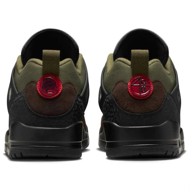 Jordan Spizike Low Olive & Brown Sneakers with Black and Red Accents