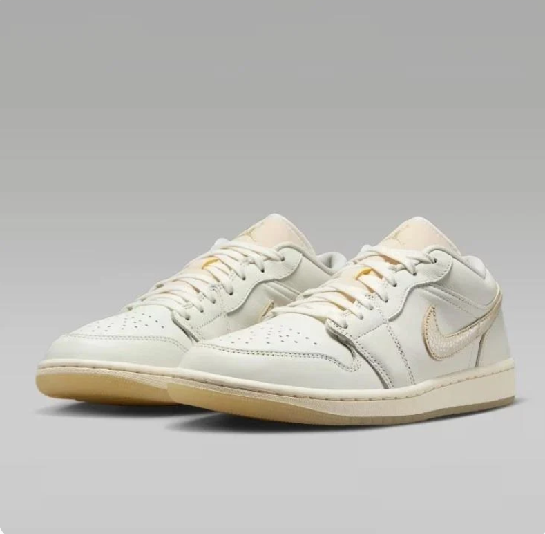 Air Jordan 1 Mid Black & Beige Sneakers with Olive Accents