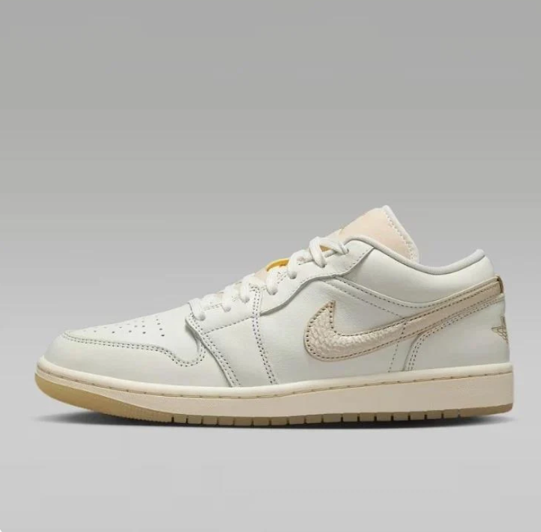 Air Jordan 1 Mid Black & Beige Sneakers with Olive Accents