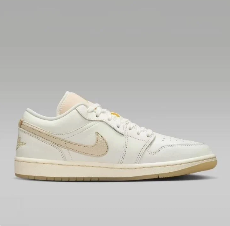 Air Jordan 1 Mid Black & Beige Sneakers with Olive Accents